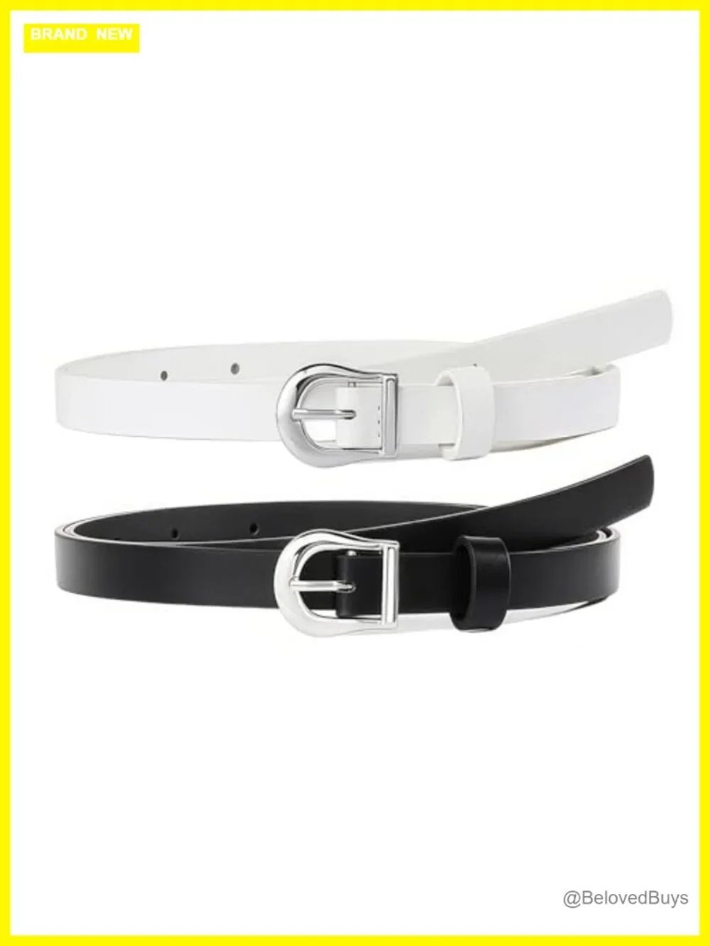 4 Pack Women Skinny Faux Leather Belts with Silver Buckle, Thin Waist Belt for